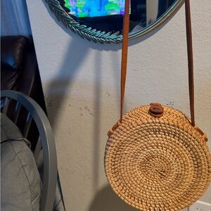 Round Woven Straw Crossbody Bag